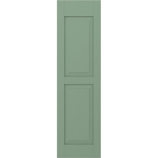 Ekena Millwork 2-Pack 12-in W x 53-in H Track Green Paintable/Stainable Two Equal Raised Panel Wood Exterior Shutters